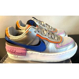 Nike Women's AF1 Shadow Metallic Silver Racer Blue CW6030 Size 6